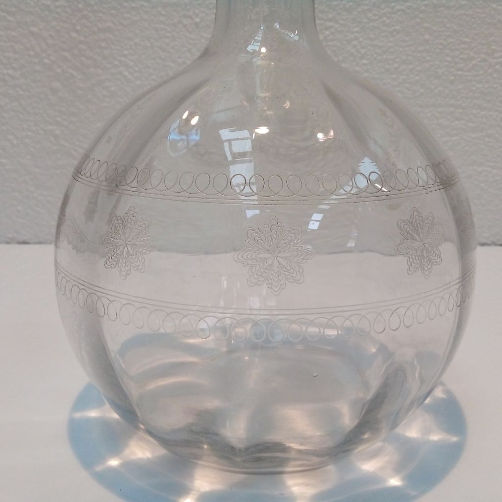 French antique etched wine decanter at French Originals NZ