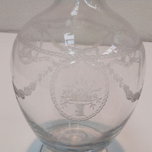 antique French bow and garland etched  wine decanter at French Originals NZ