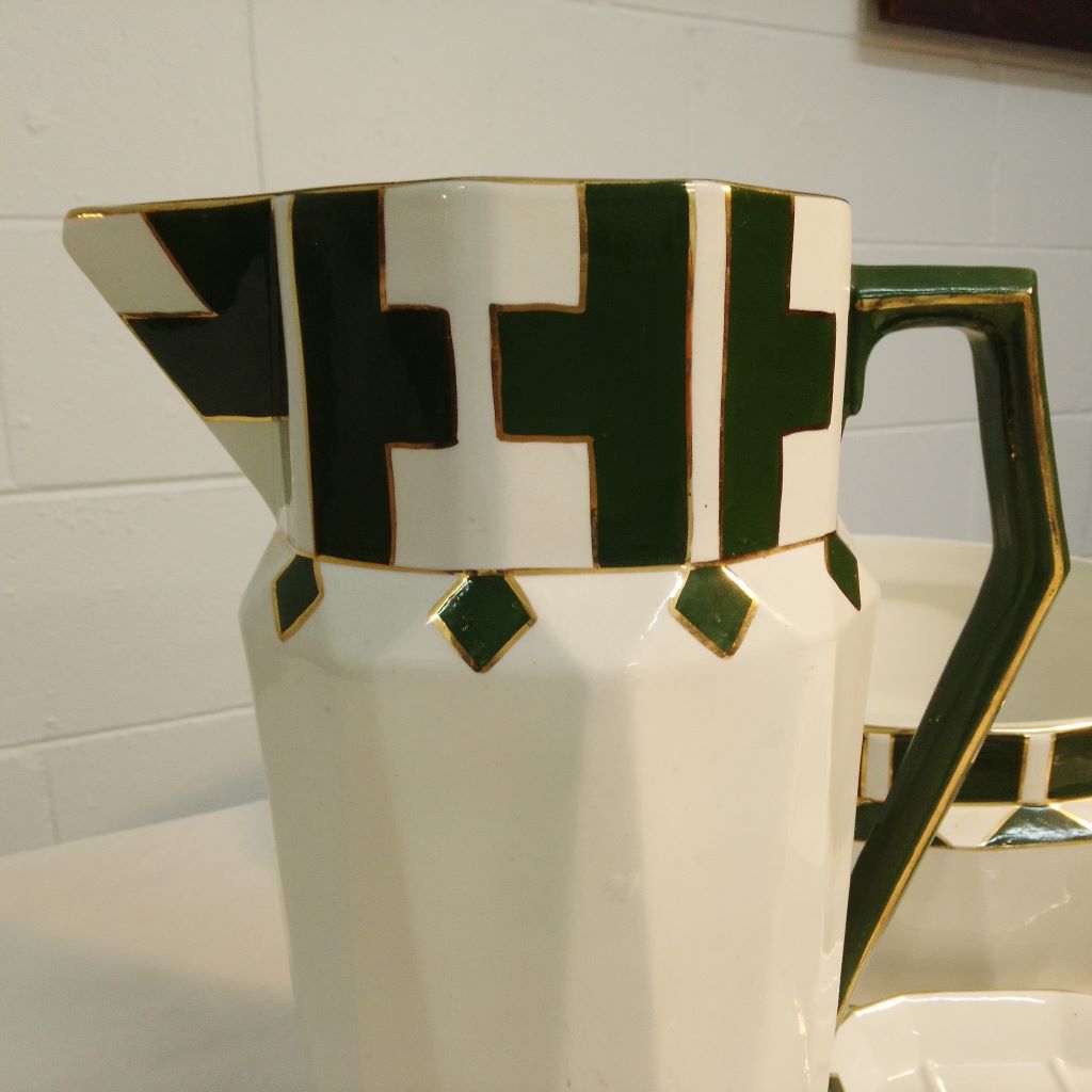 French Art Deco green and gold jug at French Originals NZ