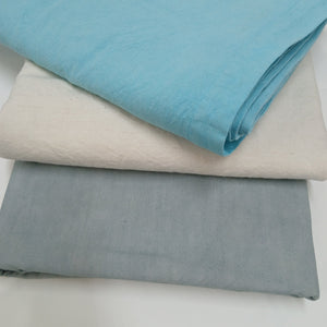 Aqua natural and sage linen tablecloths at French Originals NZ