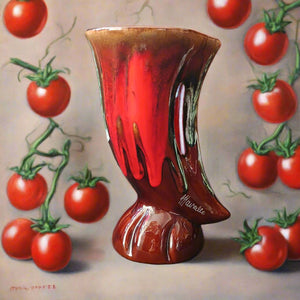 Bright red ceramic provencal French vintage vase at French Originals NZ