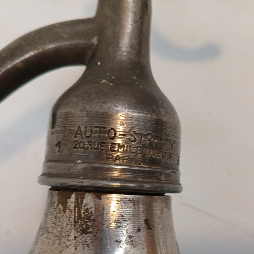 Auto siphon Paris mark on French vintage soda siphon at French Originals NZ