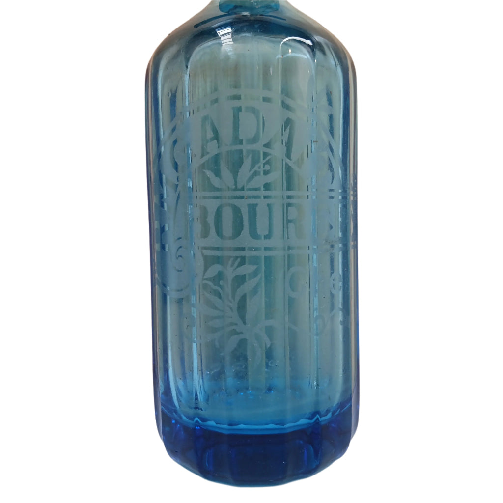 French antique blue etched glass bottle at French Originals NZ