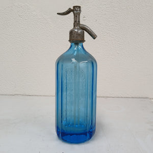 French blue glass etched soda siphon at French Originals NZ