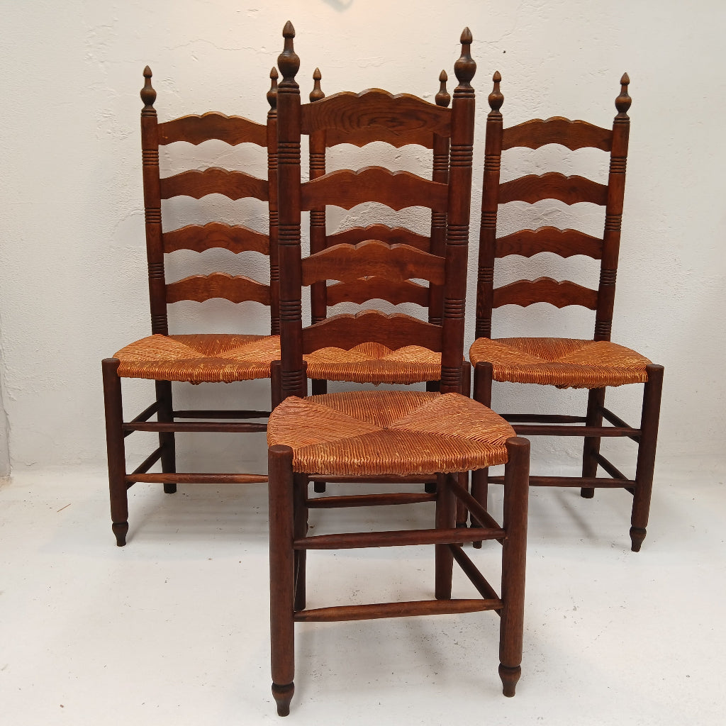 Set of four vintage French ladder back chairs at French Originals NZ