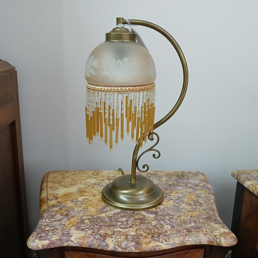 Gass beaded French antique table lamp at French Originals NZ