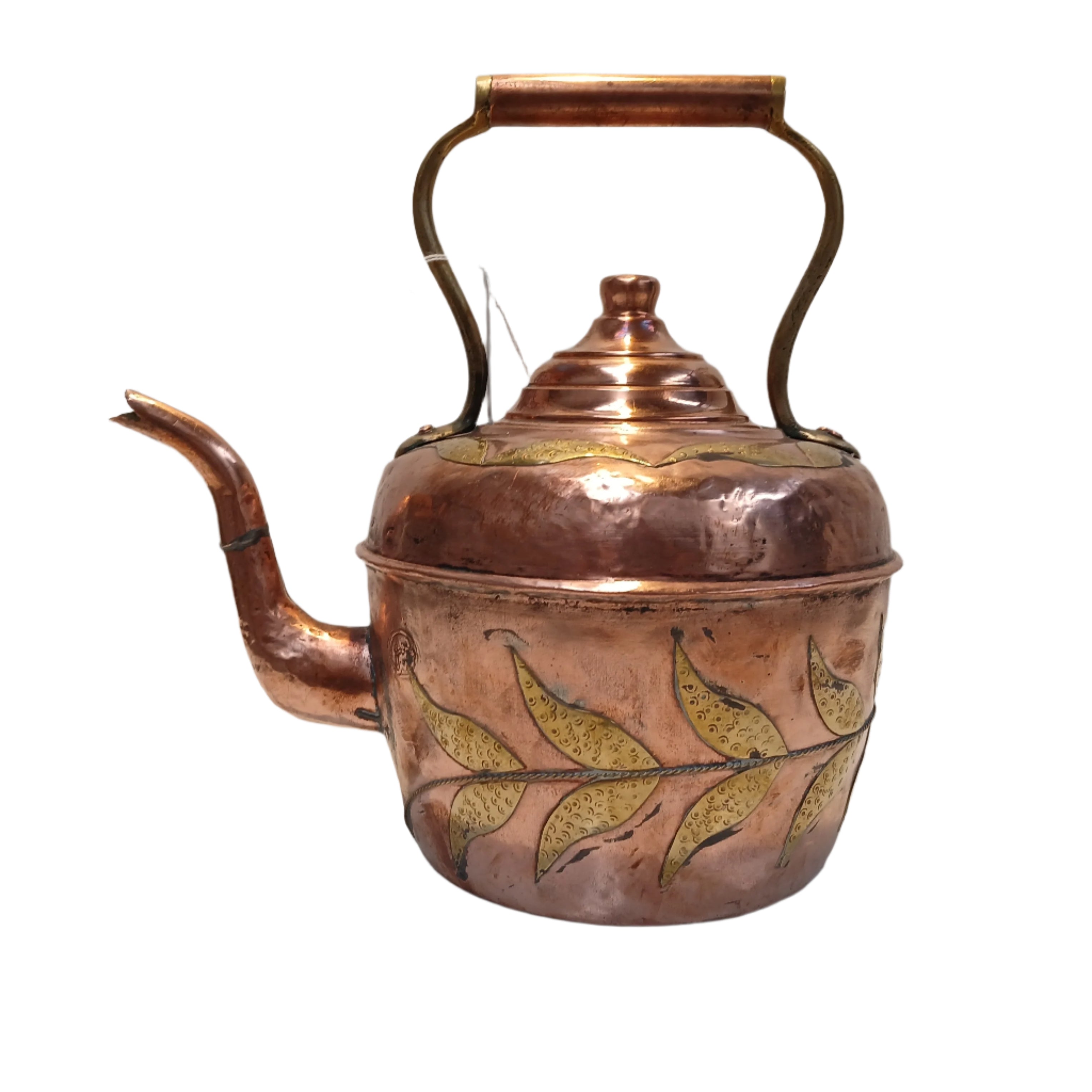 French antique brass and copper kettle at French Originals NZ