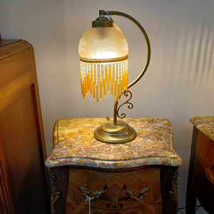 French antique art deco glass beaded table lamp at French Originals NZ