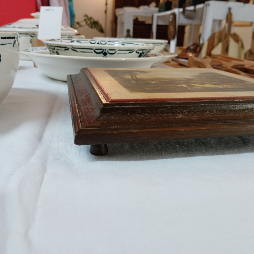 Vintage French pot stand small wood feet at French Originals NZ