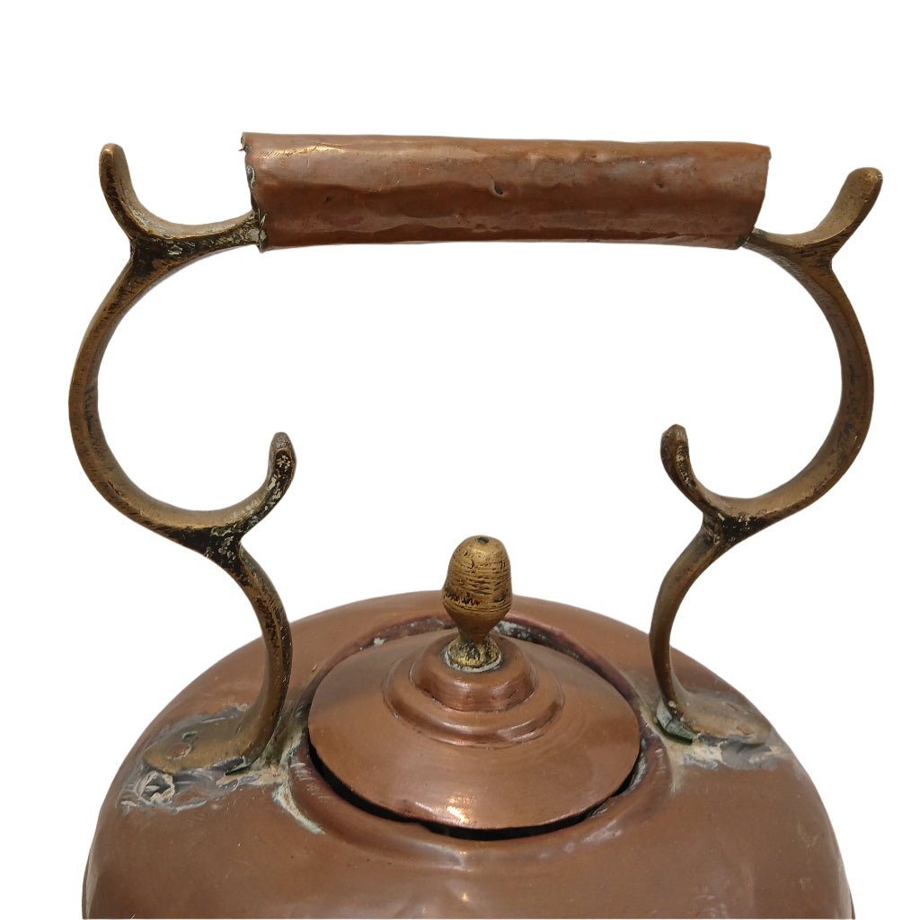 brass handle and lid of French antique kettle at French Originals NZ